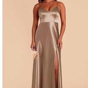 Birdy Grey Gold Satin Maxi Dress